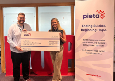 A huge thank you to Sophie Byrne for raising an incredible €5,395 for Pieta by stepping into the ring and taking part in a White Collar Boxing match in memory of Conor Duffy. Your courage, dedication and support will make a real difference to so many lives. Thank you, Sophie!